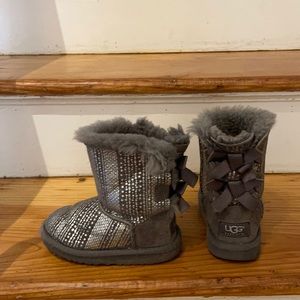 Little girls gray and silver UGG boots, size 9